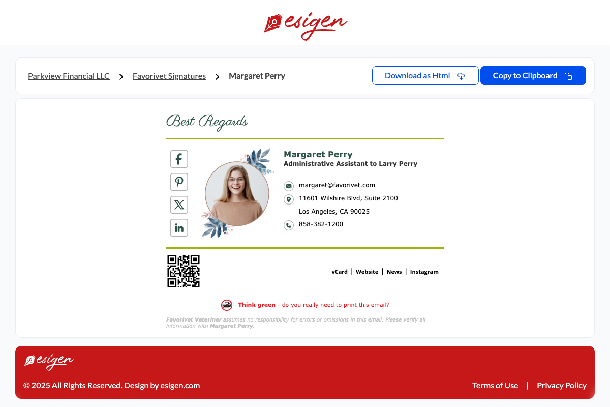Esigen - Email Signature Viewer Portal